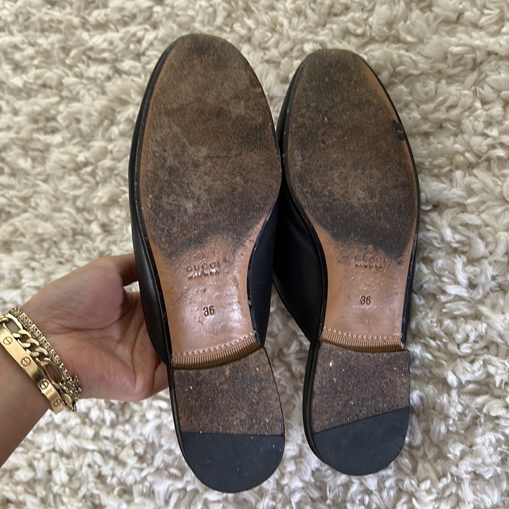 Gucci black leather limited edition rose embroidered horsebit mules slides 36 6 - Picture 4 of 4